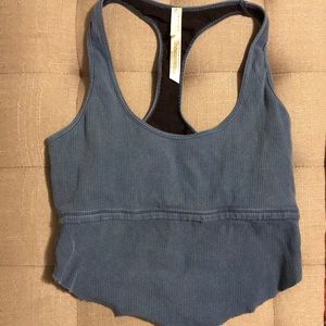 free people movement crop racerback cutout raw hem